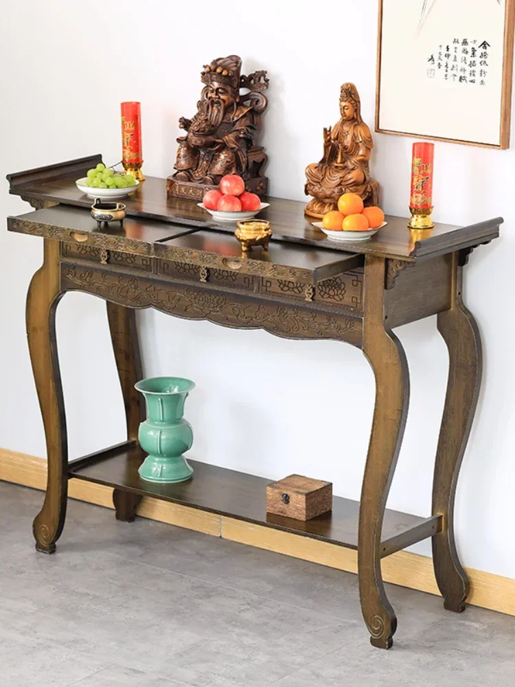 Altar Incense Burner Table Buddha Shrine Household Economical Solid Wood Modern Style Buddha Shrine Buddha Table