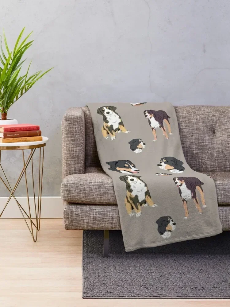 Greater Swiss Mountain Dog Sketchy Modern Pattern Design Throw Blanket For Decorative Sofa Tourist Blankets