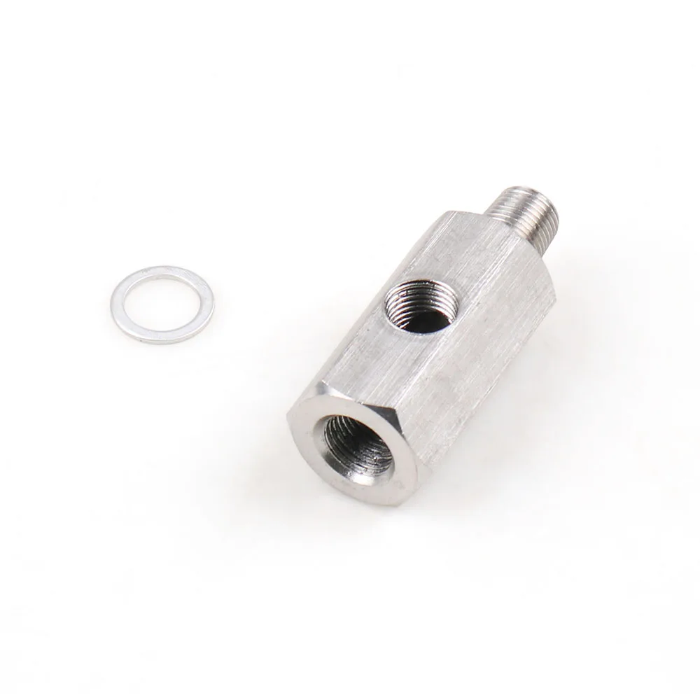 Stainless Steel 1/8'' BSPT Oil Pressure Sensor Tee To NPT Adapter Turbo Supply Feed Line Gauge