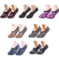 Women Vintage Floral Boat Socks Thick Plush Lined Non-Slip Yoga Slipper Hosiery