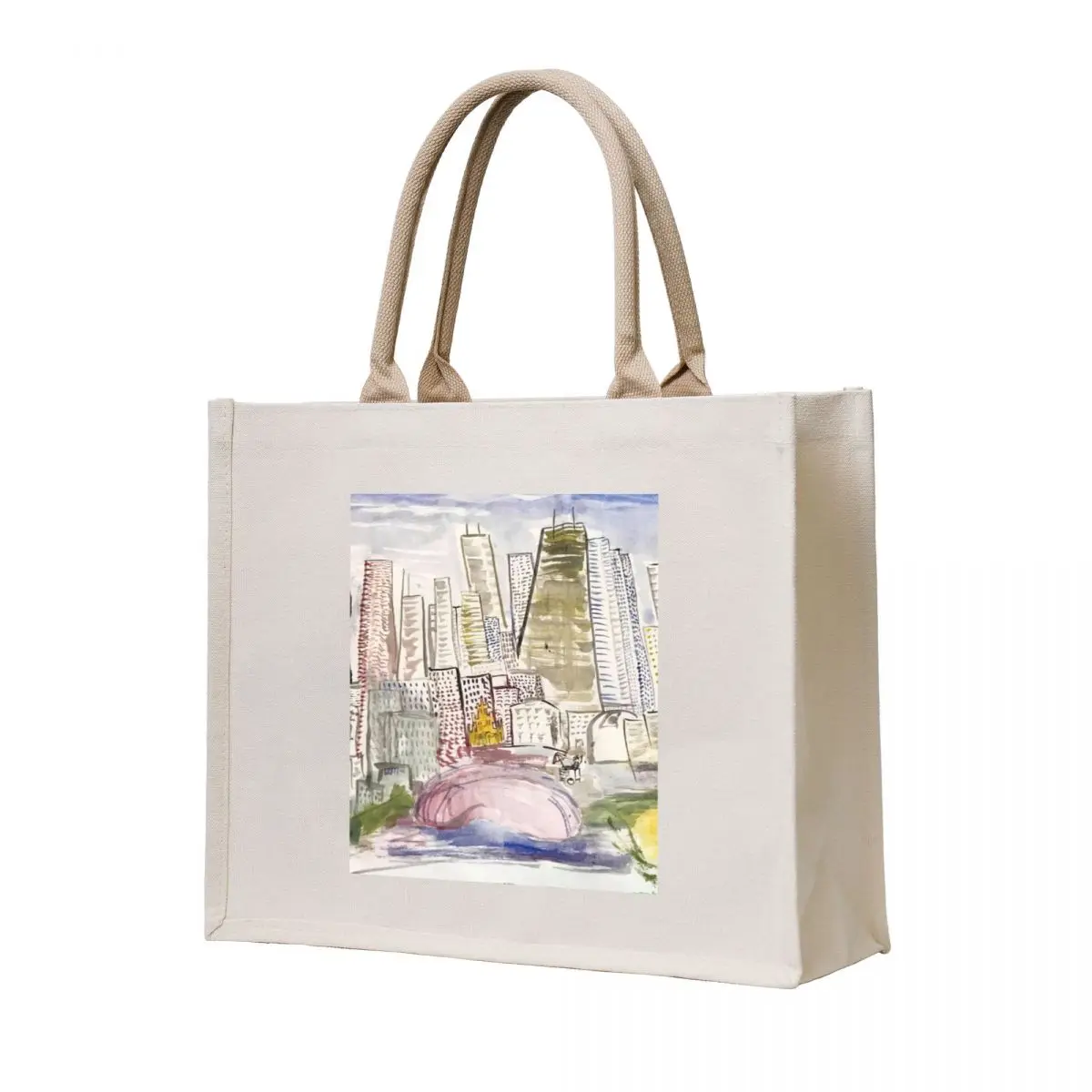 

Windy City Watercolor-Acrylic Tote Bag Canvas stote bag Big bag women shopping