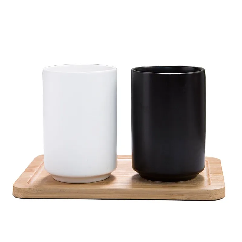 

Simple Bla And White Cerc Straight Cup Tea Cup without Handle Hotel Toothbru Rinse Cup Mark Enamel without Lid