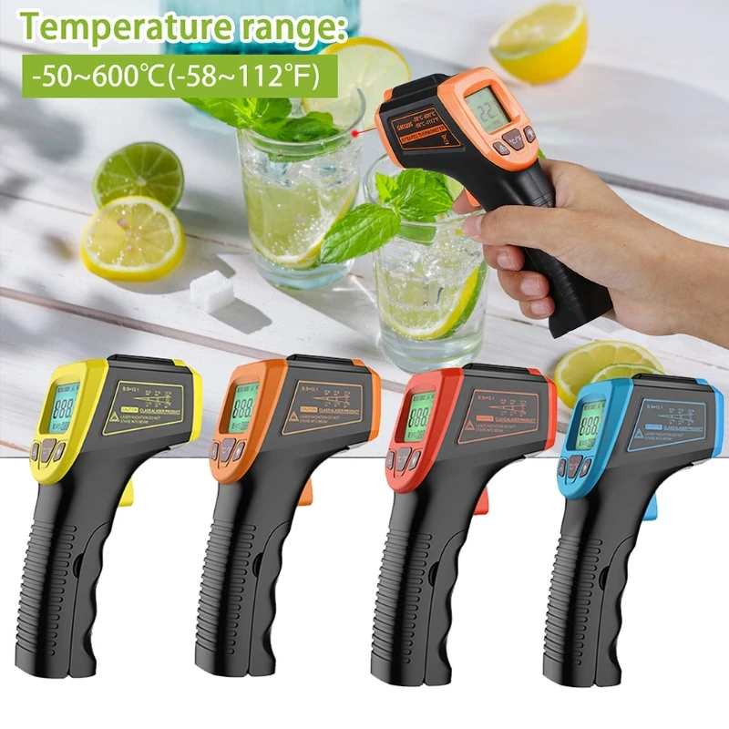 Infrared Thermometer Non-Contact Digital Laser Temperature Gun with LCD Display -50~600℃ / -58~1112℉ NOT for Humans Y5GB