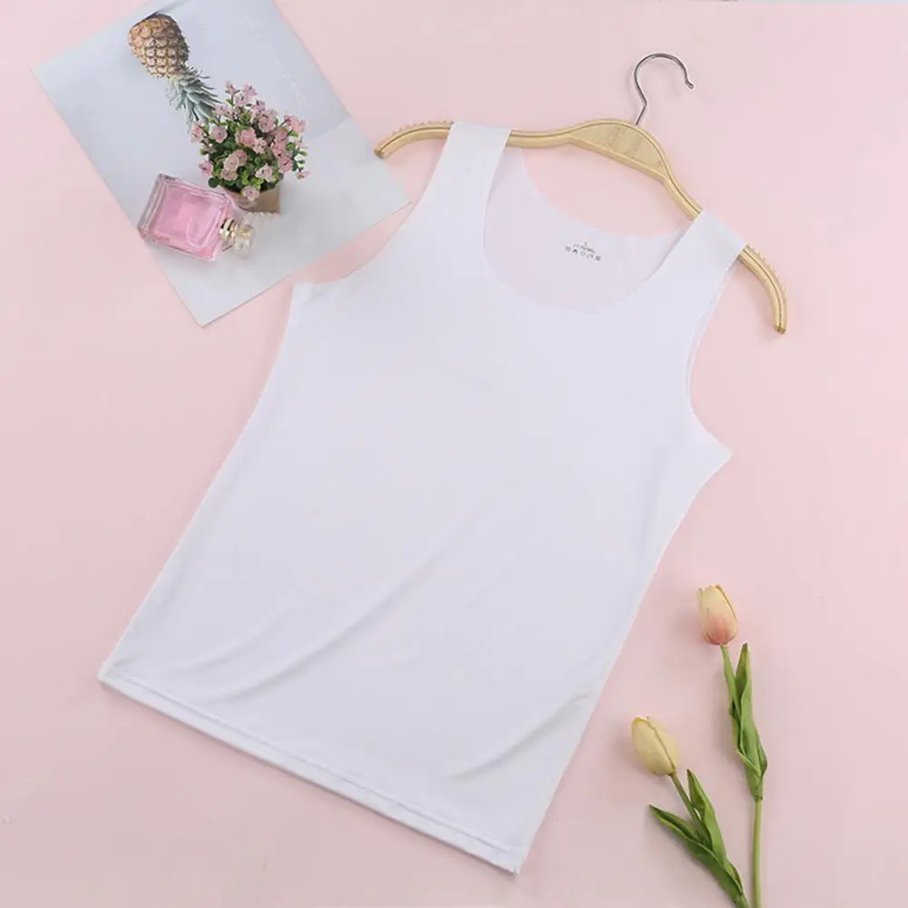 Sleeveless Tank Top Solid Color Tank Tops Women's Summer Ice Silk Seamless Tank Tops Slim Fit O-neck Sleeveless for Body