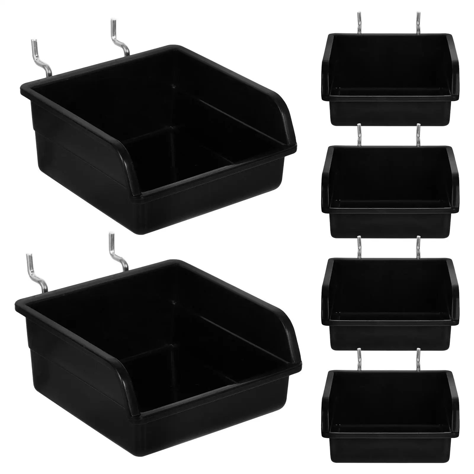 

6pcs Parts Storage Box Thickened Plastic Pegboard Bins Workshop Organizer Craft Room Tool Holder Garage Container Household