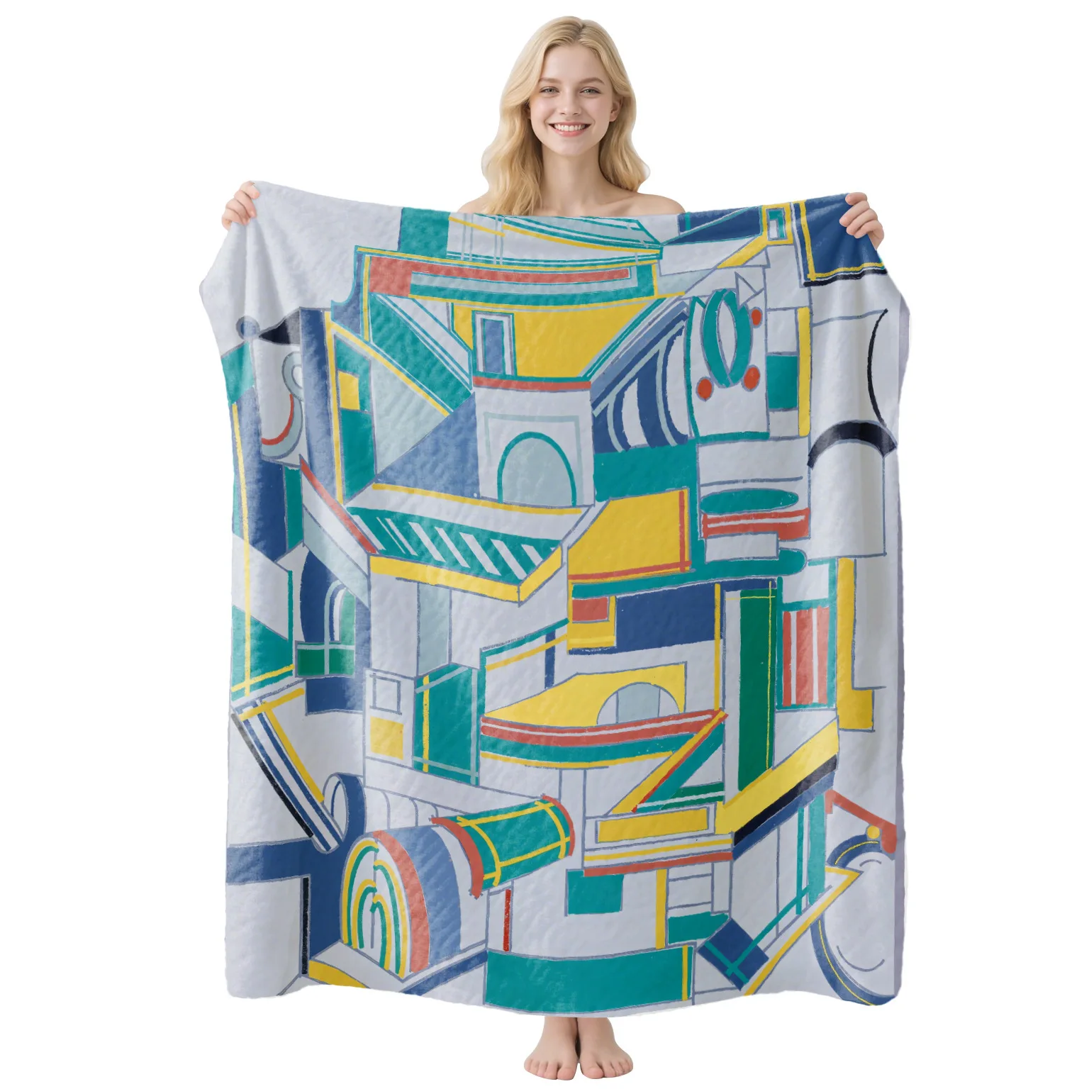 Blanket Throw Modern Abstract Geometric Building Architecture Cozy Sofa Bed Blankets Bauhaus Aesthetic Room Decor Gift