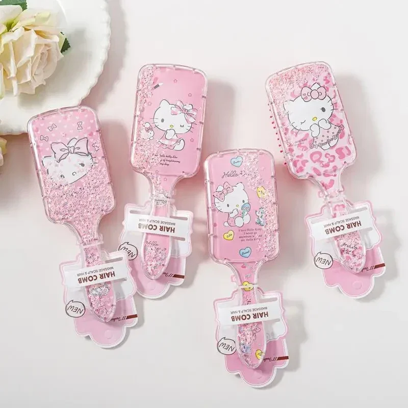 Sanrio Hello Kitty Air Cushion Comb Cute Cartoon KT Cat Woman Child Hairdressing Curly Hair Shaking Quicksand Comb Holiday Gifts