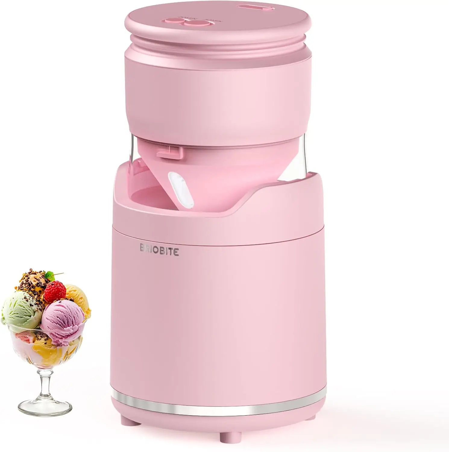 

Rechargeable Soft Serve Ice Cream Maker – Compact Pink Machine for Homemade Gelato, Sorbet & Frozen Yogurt, Ideal for 1-2