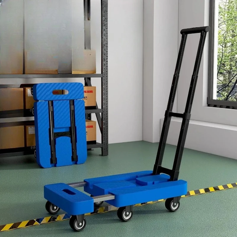 

Portable Mini Expandable Folding Utility Cart Lightweight Trolley for Easy Cargo Handling Moving Small Hand Truck Flatbed Cart
