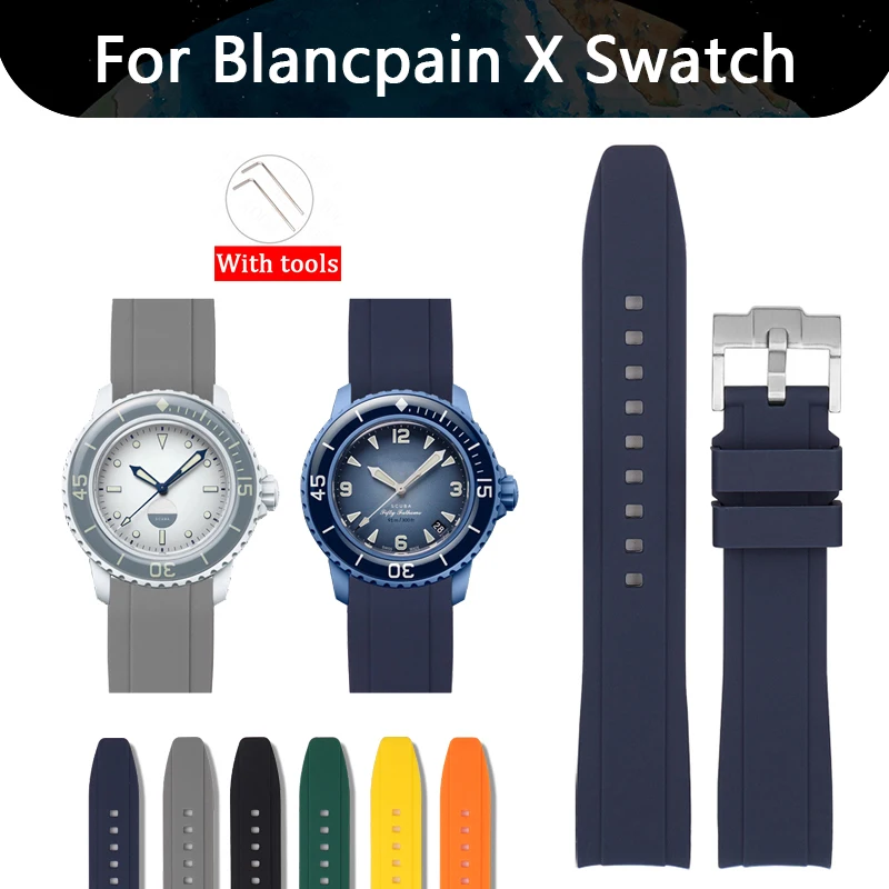  For Blancpain Co Branding Fifty Fathoms 22mm Soft Silicone Strap Fashion Diving Sports Replacement WatchBand With tools