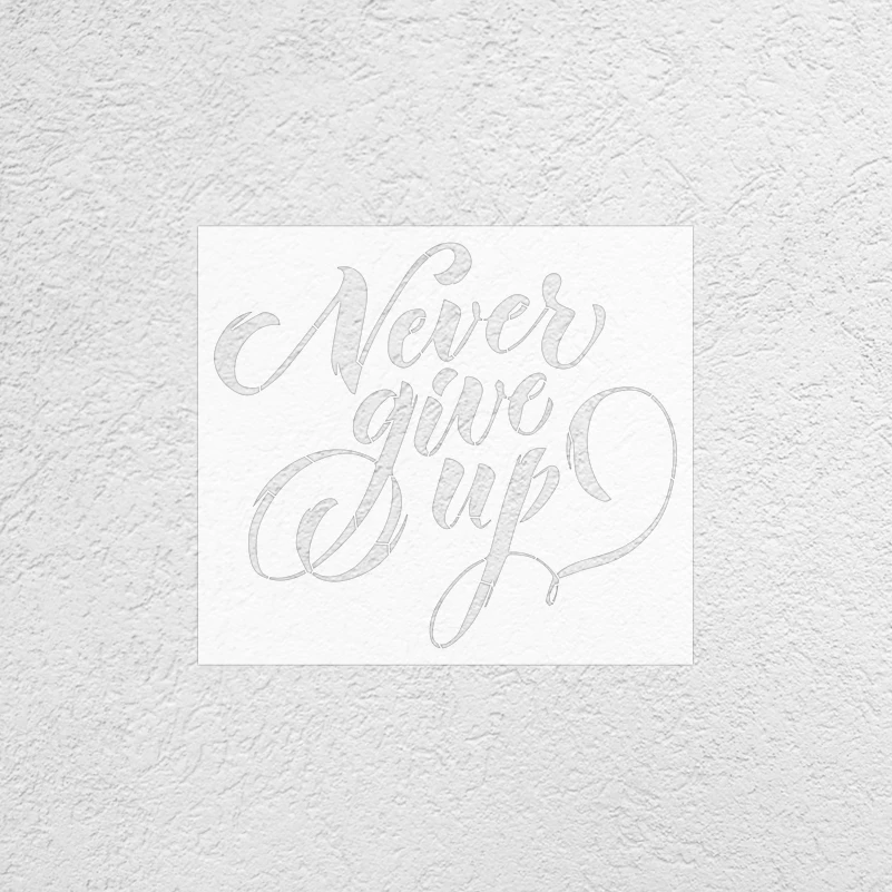 34cm - 57cm Stencil Wall Decor For Painting Decorative Template Furniture Makers Decors Plaster Target Quote Never Give Up S595