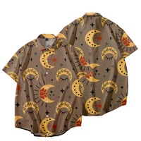 Moon Print Short Sleeve Fishon Men's shirts Hot Sale Women T Shirt Unisex Blouses Tops