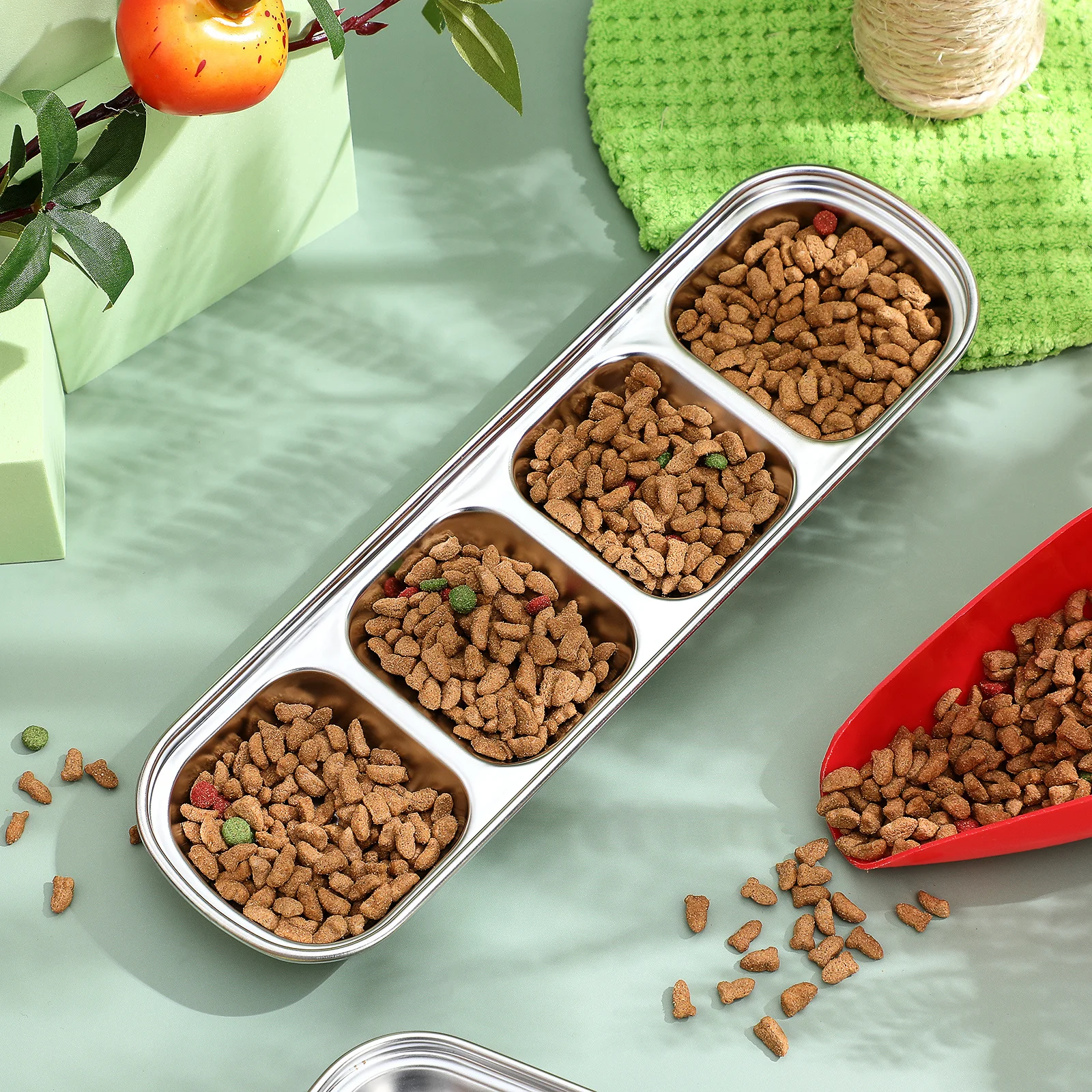 

2 Pcs Rabbit Food Divided Dish for Multiple Cats Compartment Small Feeding Plate