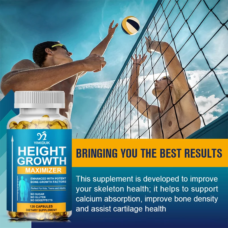 Height Growth Capsules Maximizer Promote Bone Growth and Health Calcium Vitamins Get Taller Supplement