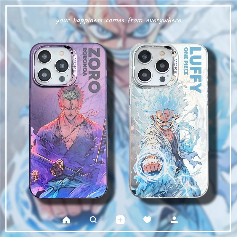 Anime One Piece Luffy Zoro Change color Case for IPhone 11 12 13 14 15 Pro Max Plus Cartoons Phone Cover Back Shell Toy Gift