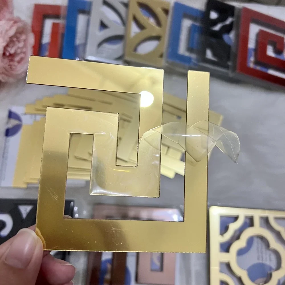 10/5 سنتيمتر الاكريليك مرآة حائط ملصق مع لاصق لغرفة المعيشة غرفة نوم حافة قطاع الزاوية خط بناء الحدود ديكور المنزل #6