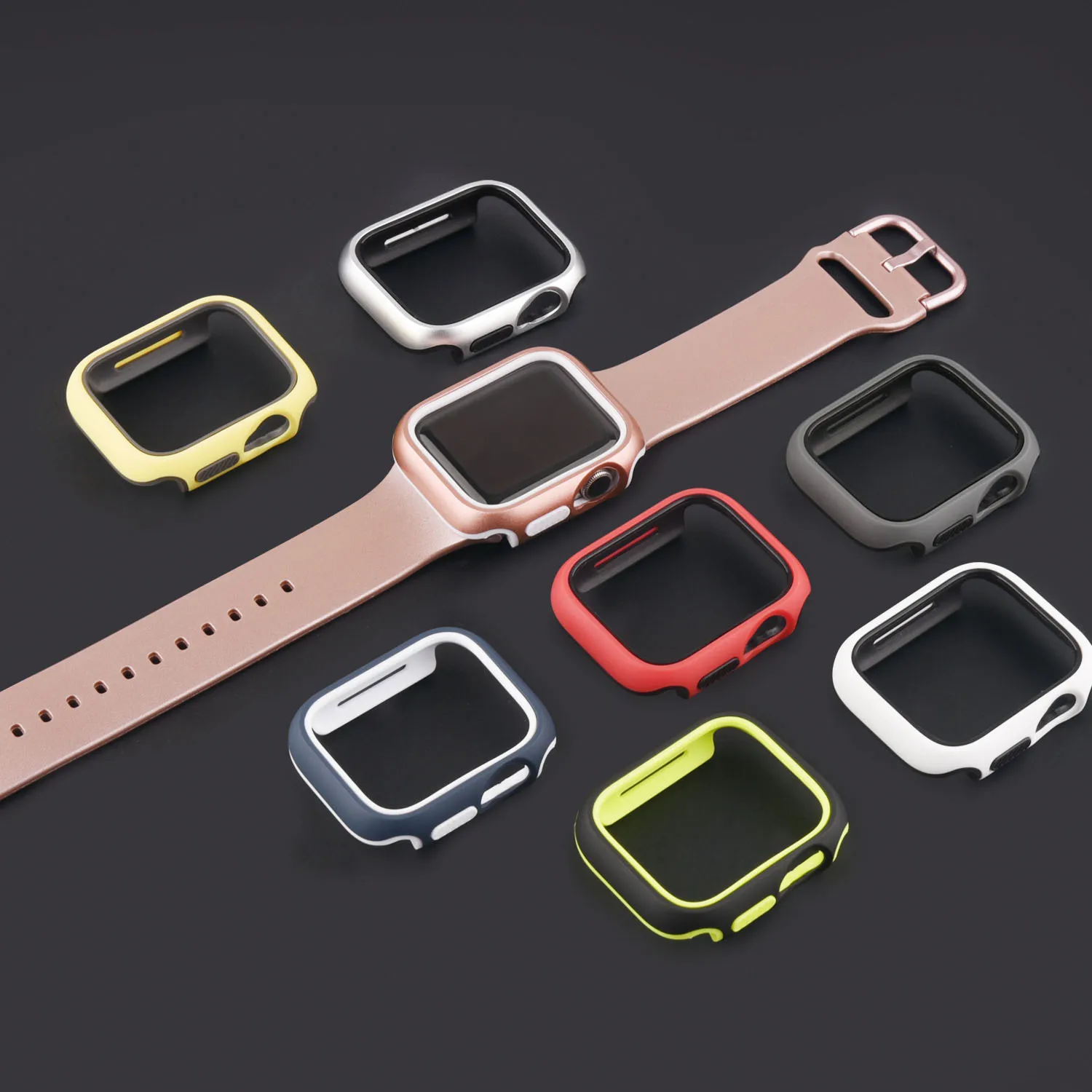 4pcs/lot PC Cover for Apple Watch Series 4 5 6 3 4 Se 38MM 40MM Case TPU Protector Shell for IWatch 42MM 44MM Case No Glass Film