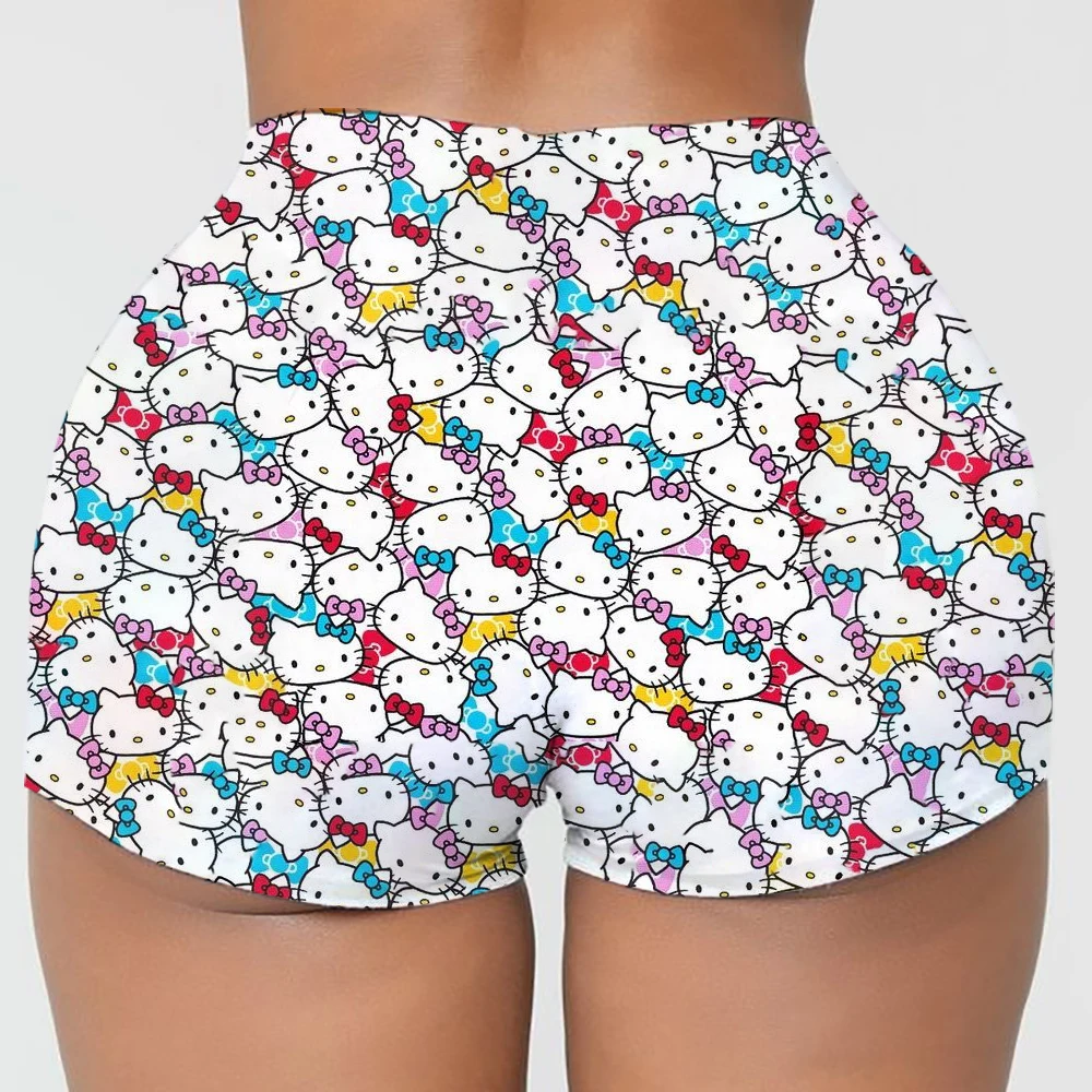 Pantaloncini da allenamento per motociclisti da pallavolo personalizzati Hello Kitty Cat Anime Cartoon per pantaloncini da yoga per palestra atletica da donna