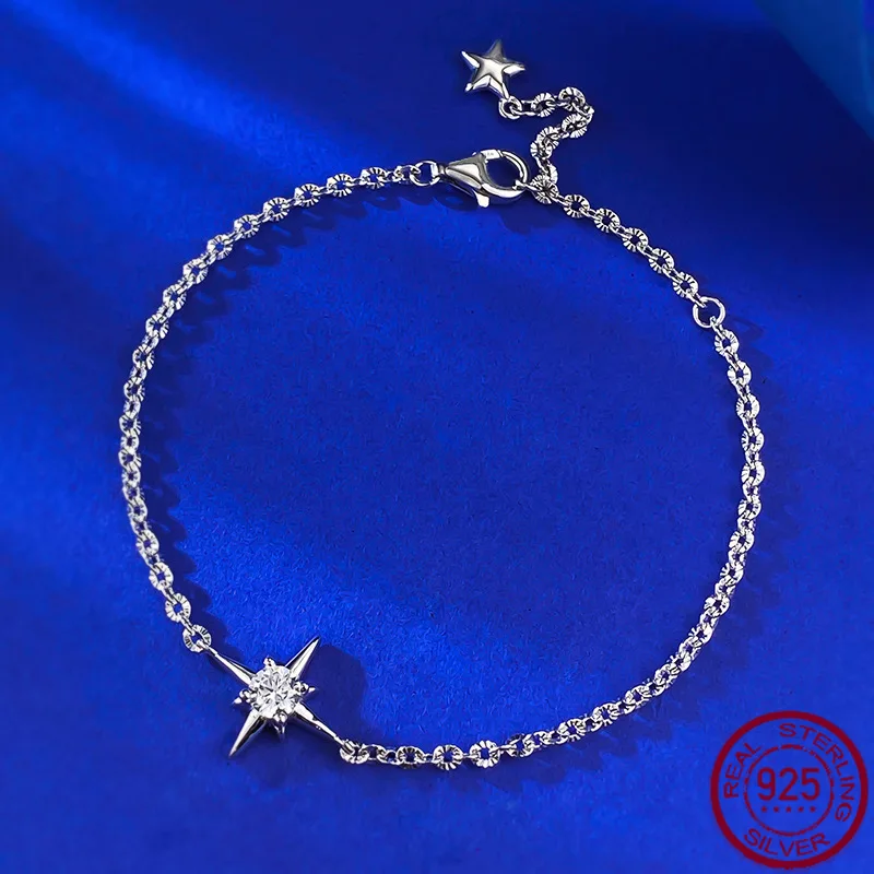 

New S925 Silver Lucky Star Bracelet Fashionable and Generous Ins Mingyuan Style Light Luxury Daily Wedding Jewelry
