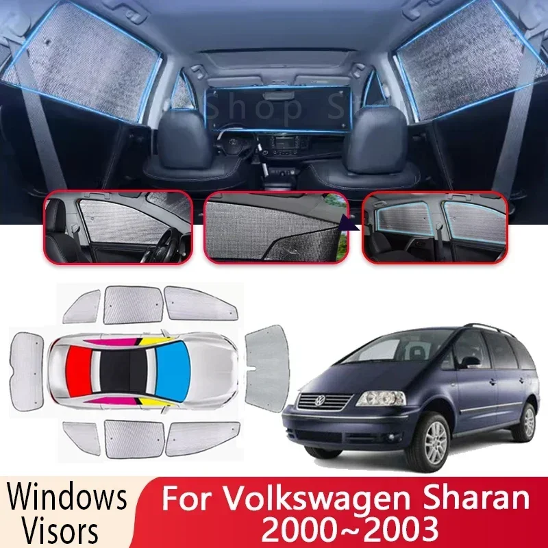 8X Sun Shade For VW Volkswagen Sharan 2000 2001 2002 2003 Car Windshield Sunshade Heat Insulation Auto Sun Visor Accessories