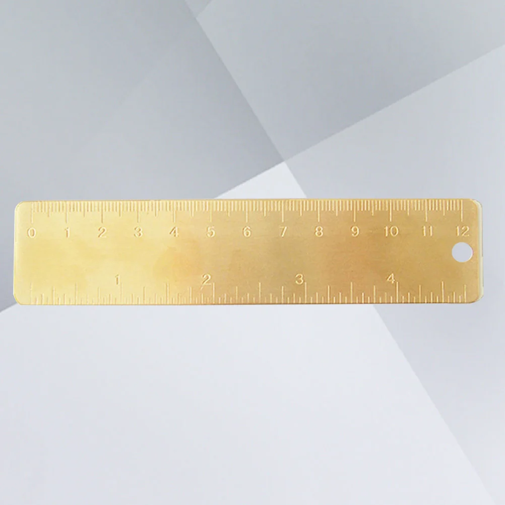 1PC Mini Retro Brass Ruler Engraved Handy Straight Scale Ruler with Round Hole mini ruler retro ruler