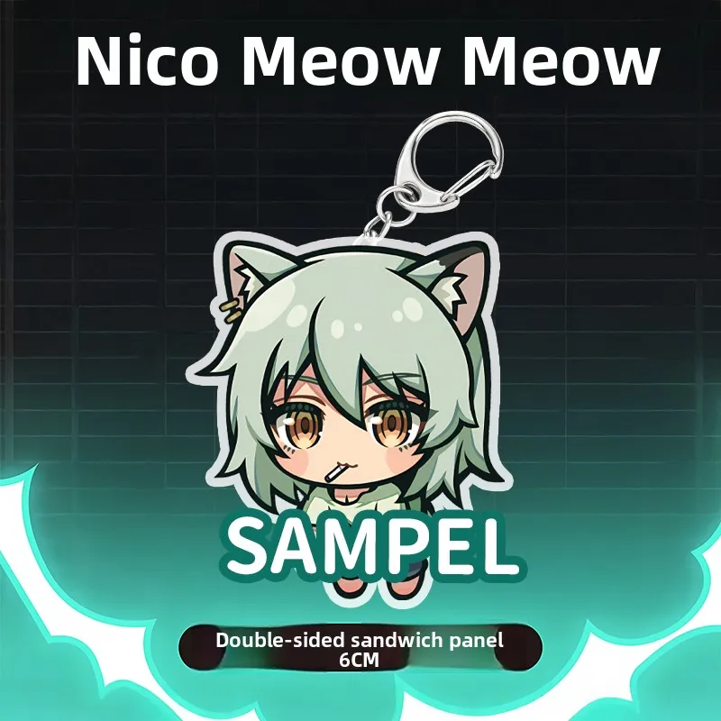 Cute Niko Meow Acrylic Keychain, Double‑Sided Layered Charm, Cartoon Cat Ear Character Pendant for Backpack Bag Decoration Gift