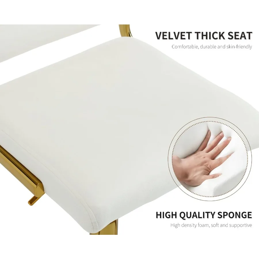 طقم كراسي بار مخملية حديثة مكون من قطعتين باللون الأبيض مع قاعدة ذهبية قابلة للتعديل بارتفاع 25.534 بوصة بسعة وزن 300 رطل كريمي #6