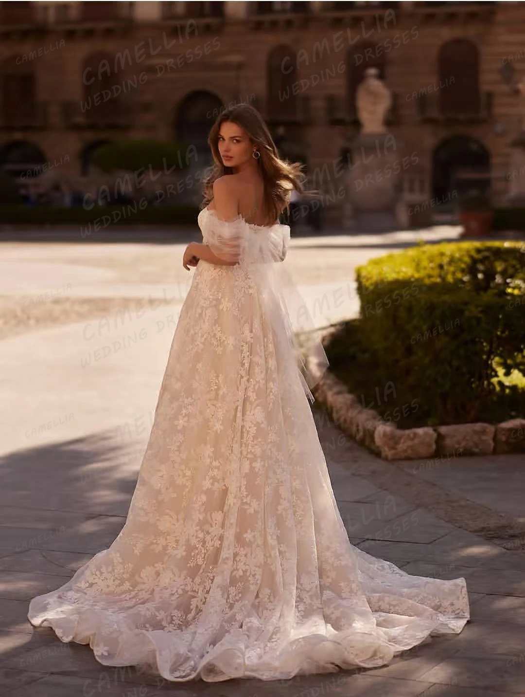 Einfache Brautkleider Frauen Applikationen Langarm A-Linie Brautkleider Sexy Sweep Zug Party Boho Vestidos De Novia Angepasst