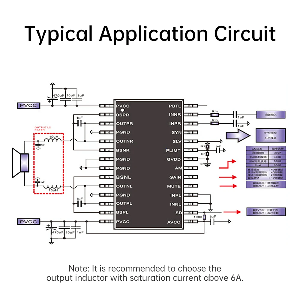DC 5-26V CH80D 80W Stereo Serial Class-D Audio Amplifier Single Channel Voice Audio Amplifier Module 95% Efficiency