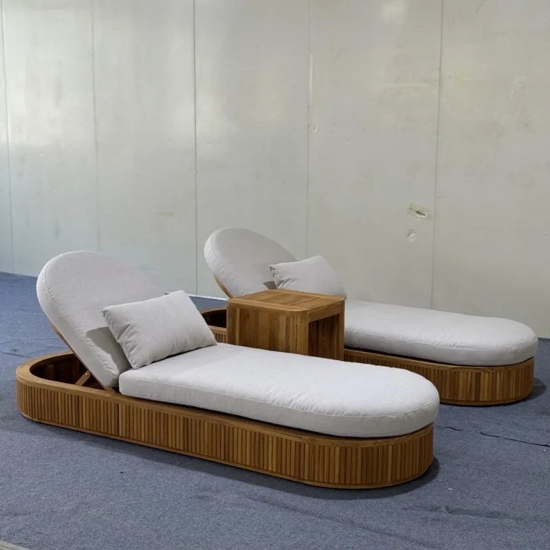 Modern Teak Outdoor Sofa Set with Waterproof Fabric Cushions Rust Proof & Durable for Garden Terrace & Beach Use