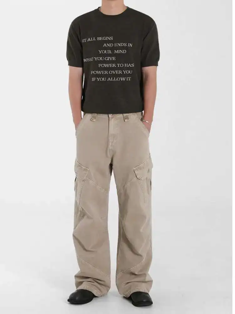 

Simple Men's Jeans New Solid Color Trousers Cleanfit Bottom Straight Wide Leg Loose Male Denim Pants Korean 2025 Summer