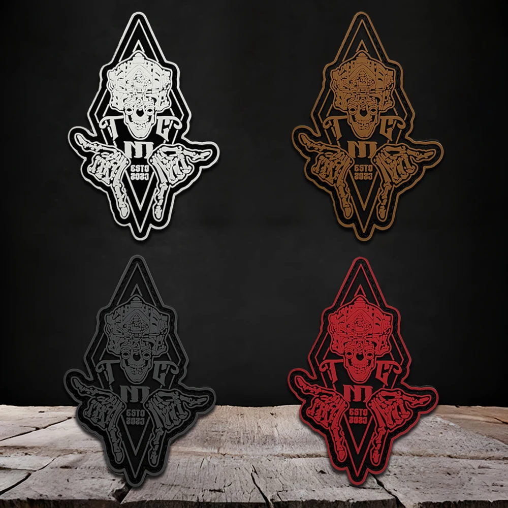 

One Gesture Skull Pvc Patch Tactical Vest/Strap Badge Sticker Patch Pvc with Glow-In-The-Dark Effect, Hook-And-Loop Fastener Morale Patch Backpack Patch Clothing Patch Soft Rubber