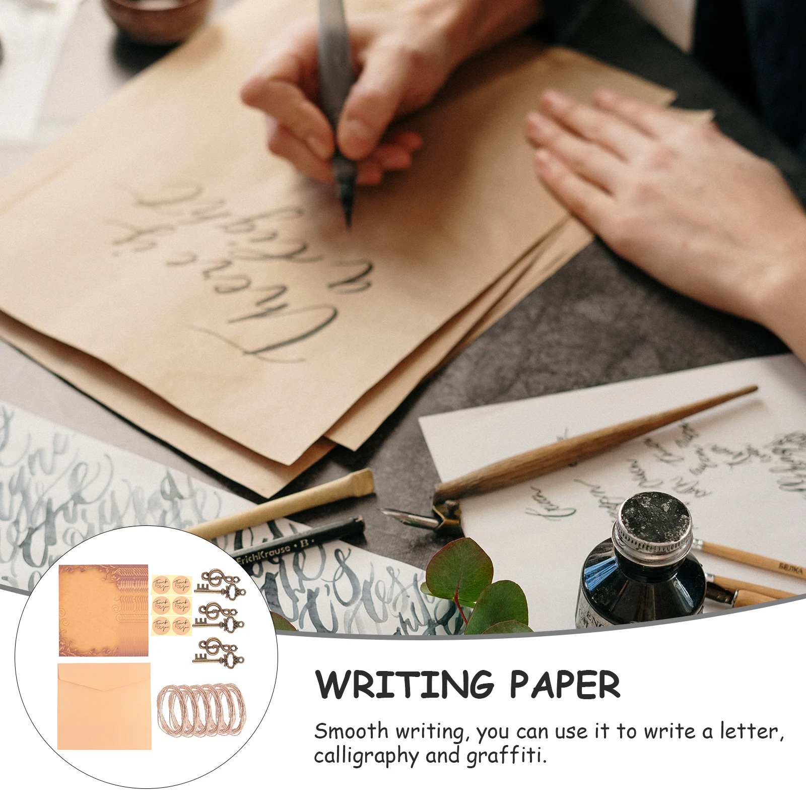 

3 Sets Retro Envelope Letter Paper Vintage Writing Kraft Stationery Diy Calligraphy Graffiti Smooth Elegant Traditional Blank