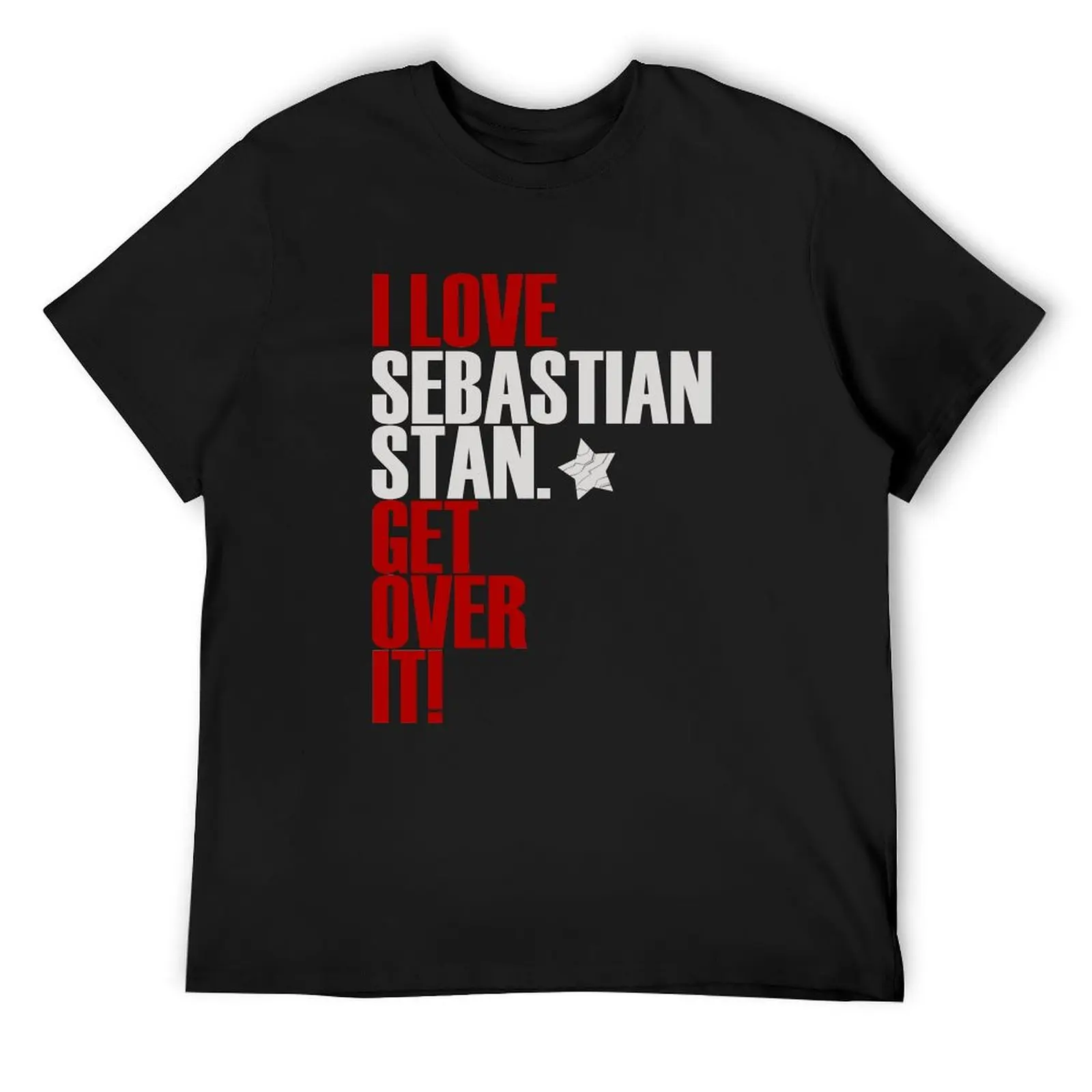 

I love Sebastian Stan get over it T-Shirt anime street wear sweat graphic shirts black t-shirts for men