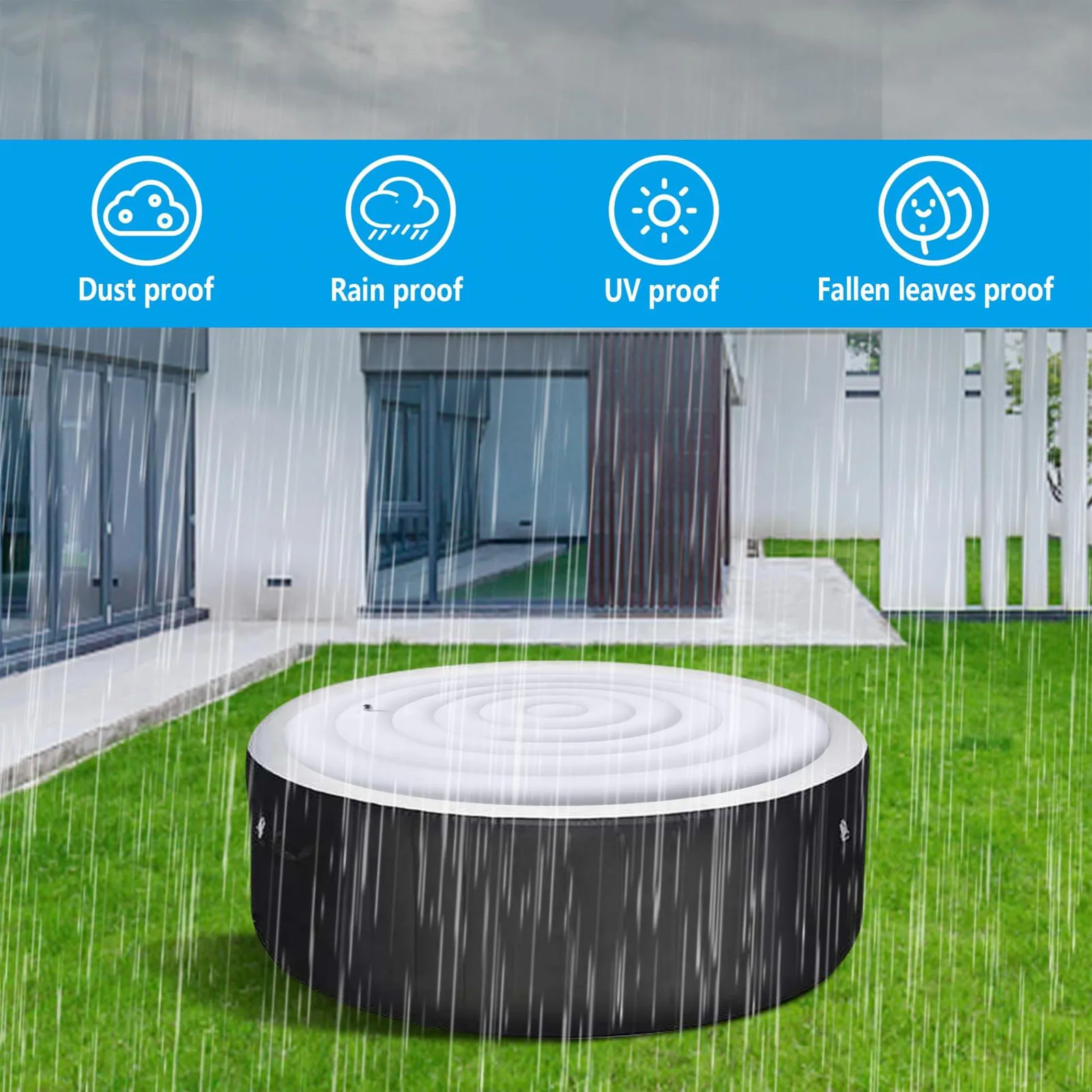 Round Hot Tub Energy Saving Lid Easy Inflate Heat Retention Round Inflatable Hot Tub Cover Maintain Water Temperature for Yard