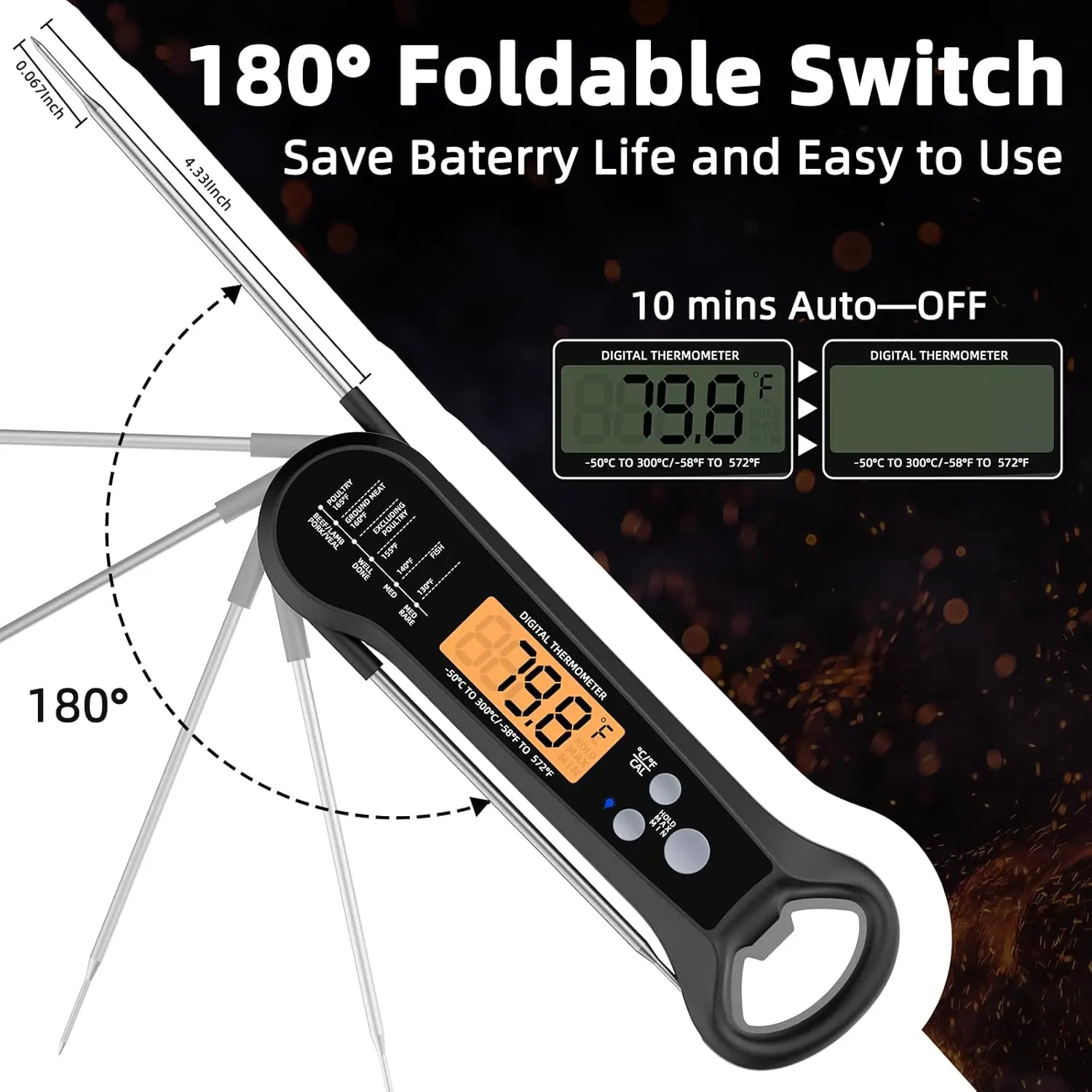 Accessoires de cuisine thermomètre alimentaire outils de cuisine numériques mesure de température rapide BBQ Grill huile thermomètre à viande étanche