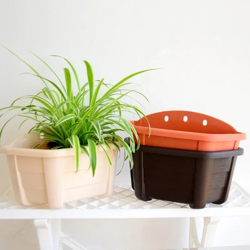 Wall Mounted Flower Pot Semi-Circular Resin with Water Storage And Drainage Hole,Gardening Gift Home Decor