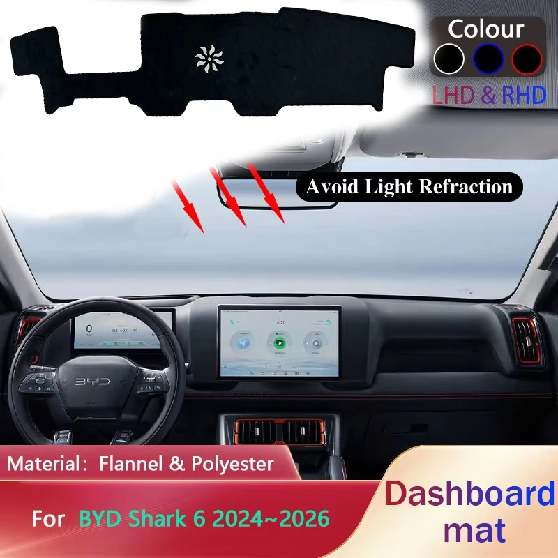 

Car Dashboard Cover Pad for BYD Shark 6 PHEV EV 2024~2026 Liner Anti-Slip Mat Anti-uv Sunshade Dashmat Carpet Rug Accessories
