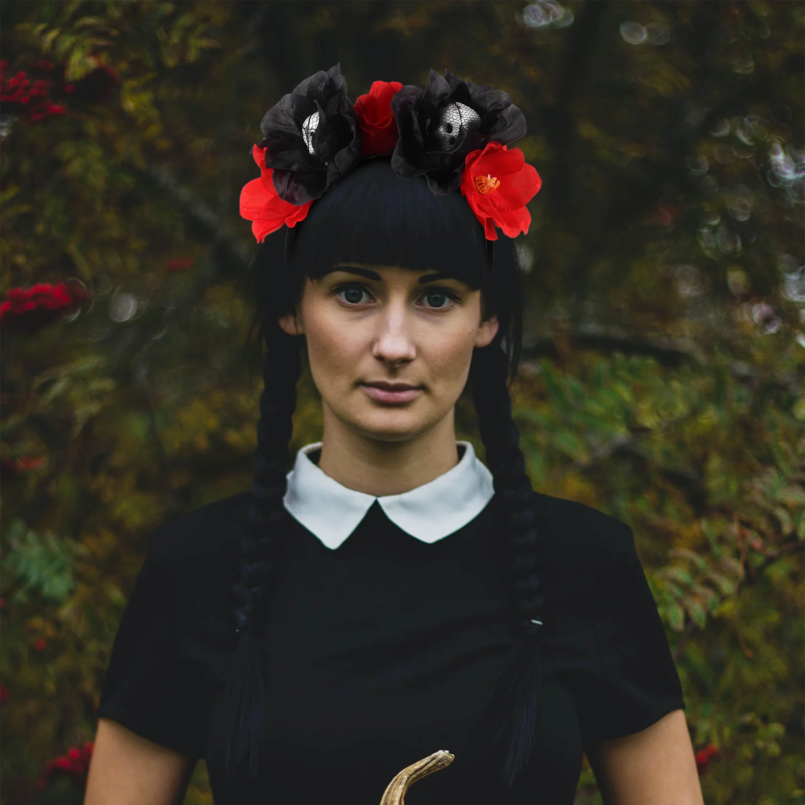 

1Pcs Halloween Skull Rose Flower Headband Party Hair Hoop Costume Decoration Accessory for Kids Adults Halloween Party Hair Hoop