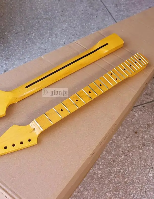 

6string 22pin electric guitar neck with maple gloss small head yellow handle instrument DIY modification professional guitar