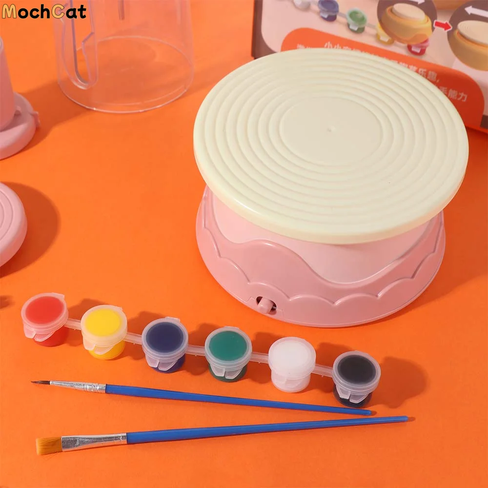 Handmade Ceramic Clay Casting Machine DIY Toys Drawing Electric Ceramic Machine Cartoon Portable Turntable Pottery Machine
