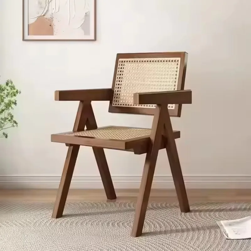 Wholesale Solid Natural Wood Color Eco-Friendly Restaurant Hotel School Luxury Modern Rattan Dining Chair Wooden Dining Room