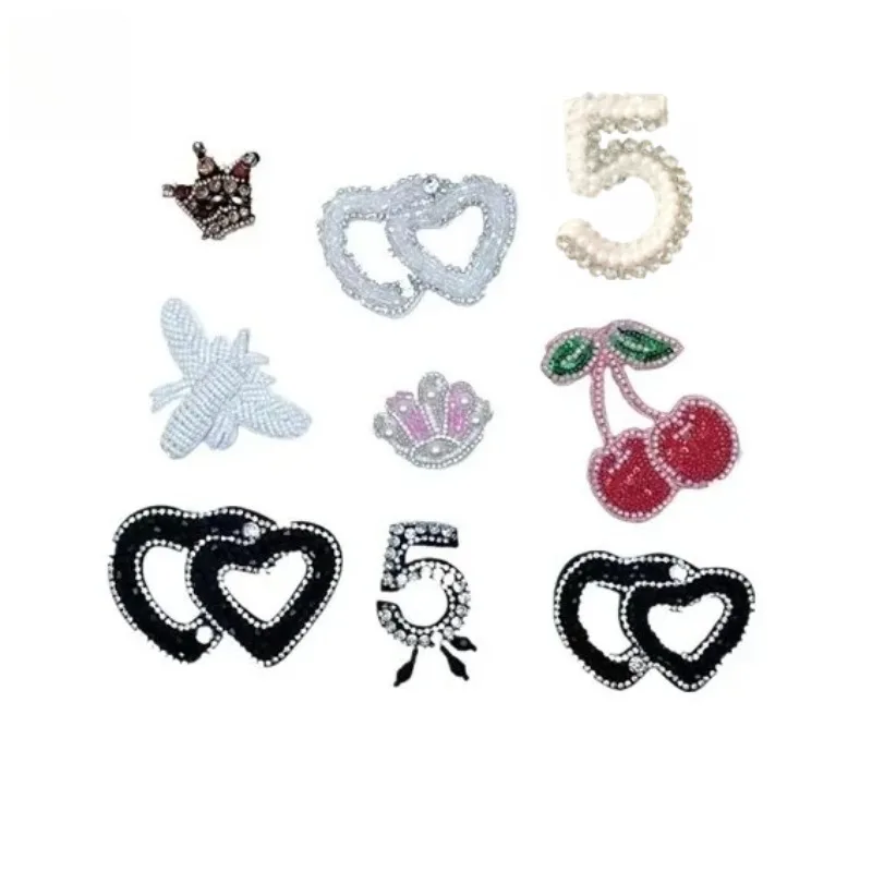 

Manufacturer Large Cloth Sticker Diamond Crystal Cherry Love Digital Crown Clothing Accessories DIY Jewelry Patch