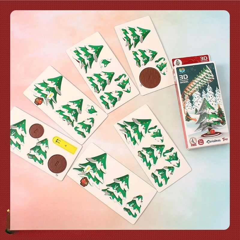 

3D Рождественская головоломка, развивающая игрушка, мультфильм «сделай сам», для детей дошкольного обучения, бумажная головоломка, дерево Санта-Клауса, снеговик, олень