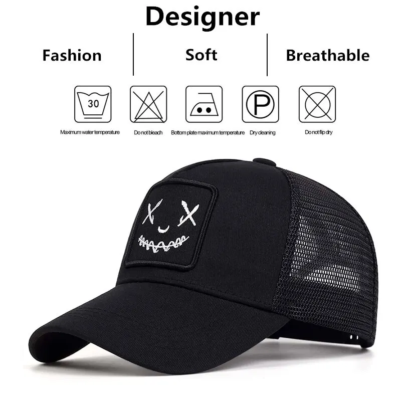 Unisex Ghost Face Embroidery Baseball Net Caps Spring and Summer Outdoor Adjustable Casual Hats Sunscreen Hat