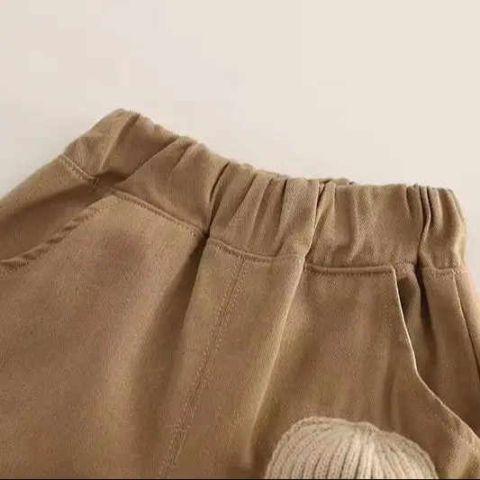 Baby-Jungen-Teddybär-Puppen-2-teiliges-Outfit-Set, Hemd und Hose, Herbstkleidung für Kleinkinder, Baumwollmischung, langärmelig, Größe 80-120 – Detail 5