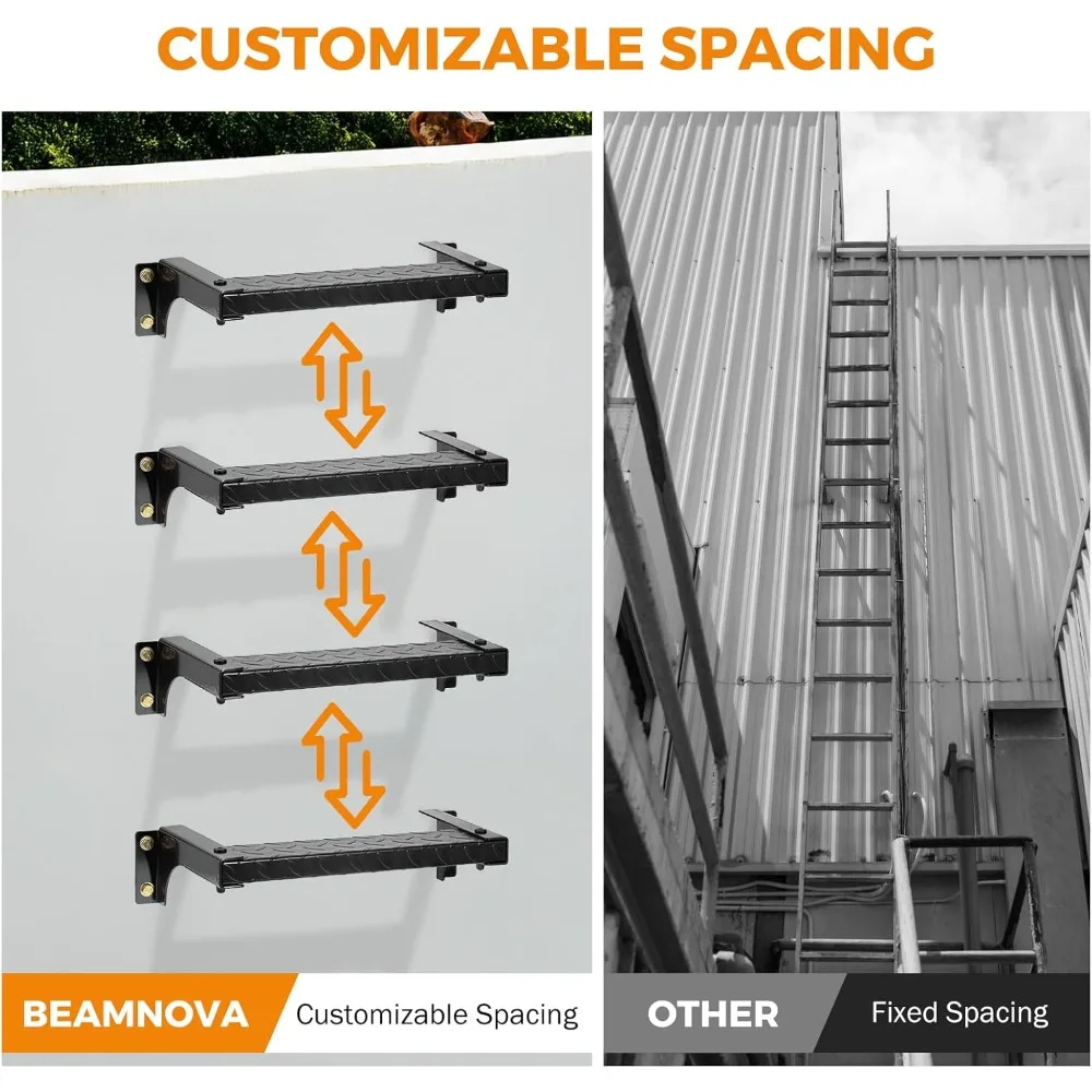 سلم نافذة Well Egress، 3.15 حلقات واسعة، تصفية حائط 7.9، طول 15.7، حديد سميك 3.2 مم، قابل للتركيب على الحائط لخروج الطوارئ