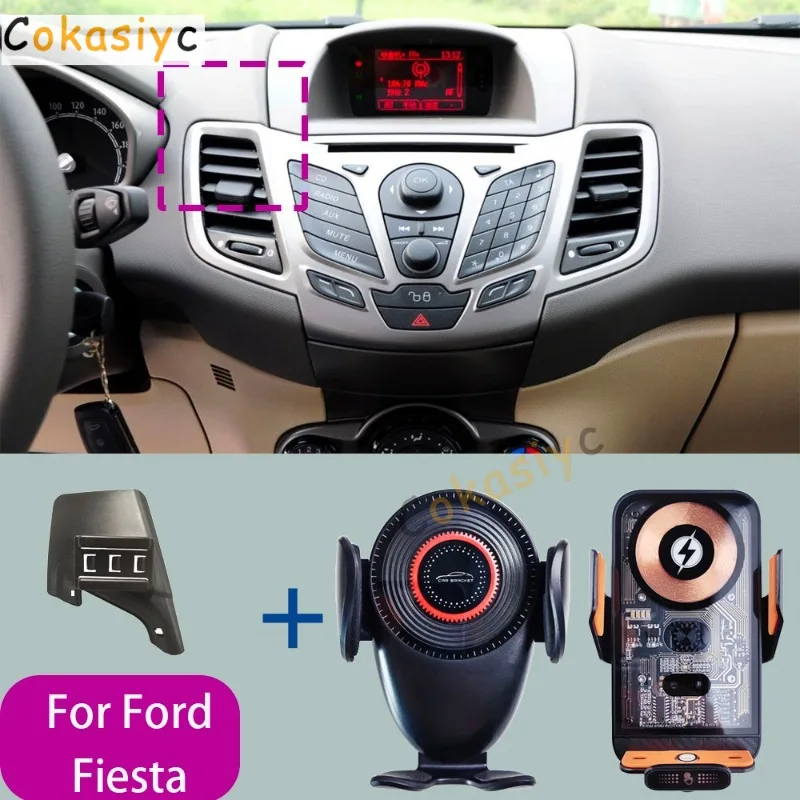 Supporto Per Telefono Con Caricatore Wireless Per Ford Fiesta 2009-2014, Base Fissa Speciale Per Cellulare-image
