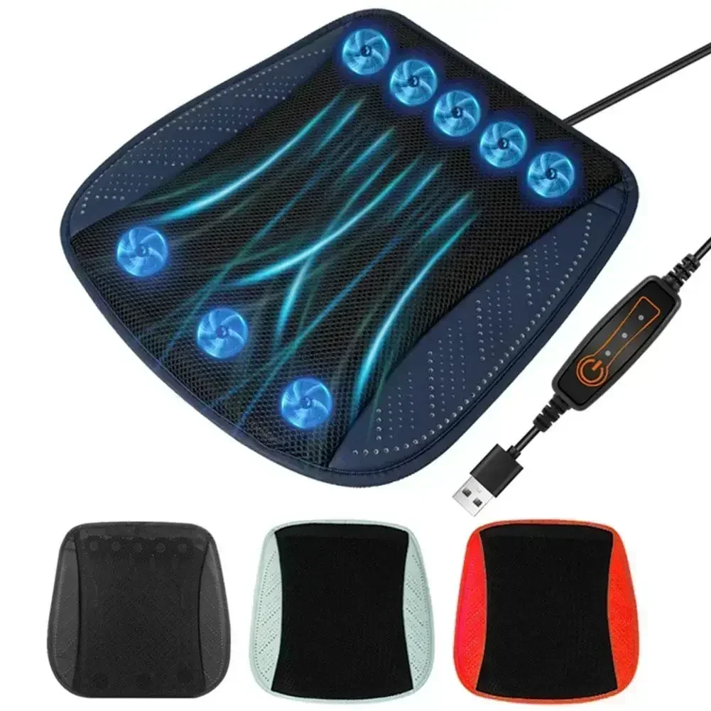 

5/8 Fan Universal Car Seat Summer Cool Air Seat Cushion With USB Fan Fast Blowing Ventilation Seat Cooling Refrigerated Car Seat