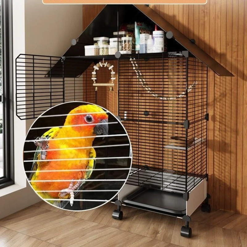

Large Parrot Cage Exclusive Bird Breeding Luxury Villa Home Budgie Cage Horizontal Multifunctional Wire Cage